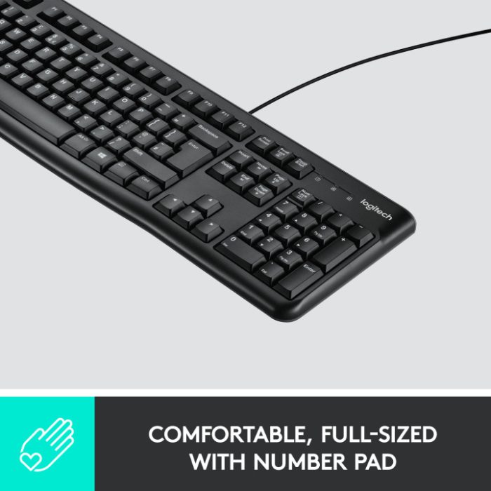 Logitech K120 Wired Keyboard for Windows, USB Plug-and-Play, Full-Size, Spill Resistant, Curved Space Bar PC/Laptop - Bangla Layout