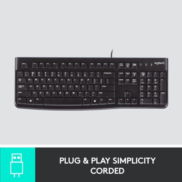 Logitech K120 Wired Keyboard for Windows, USB Plug-and-Play, Full-Size, Spill Resistant, Curved Space Bar PC/Laptop - Bangla Layout